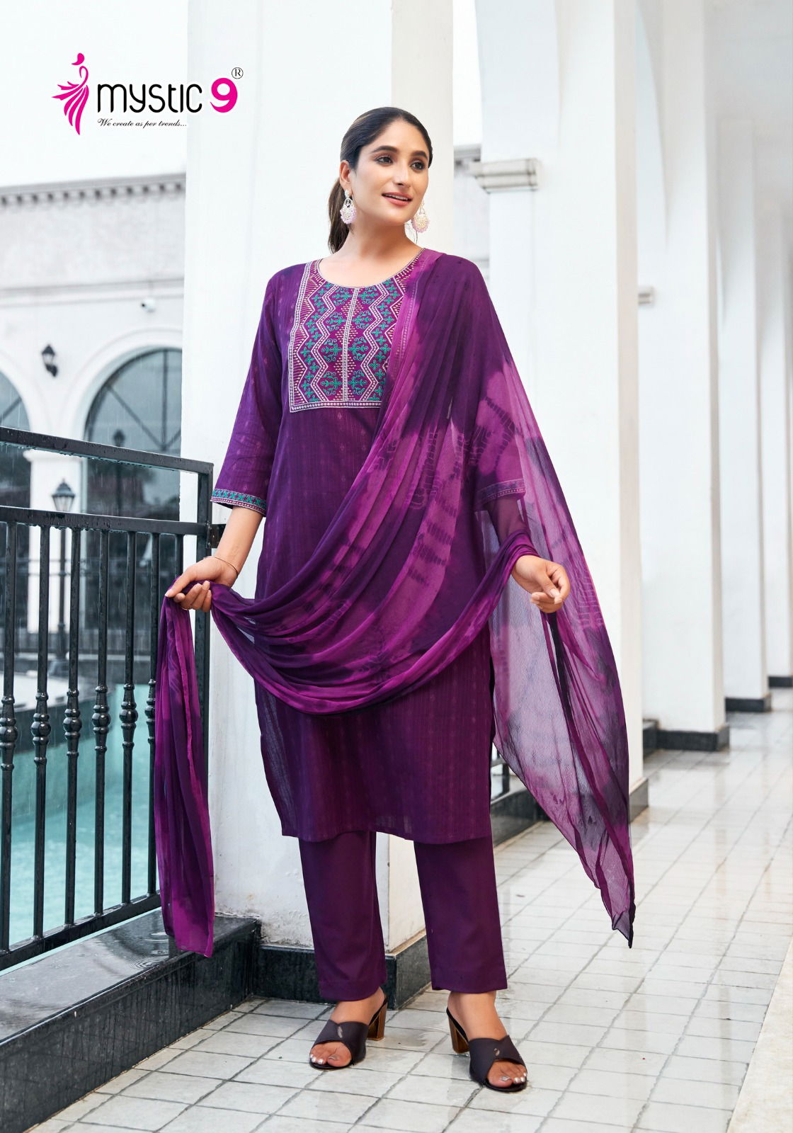 Palak Vol 1 By Mystic 9 Cotton Embroidery Kurti With Bottom Dupatta Wholesale Online
